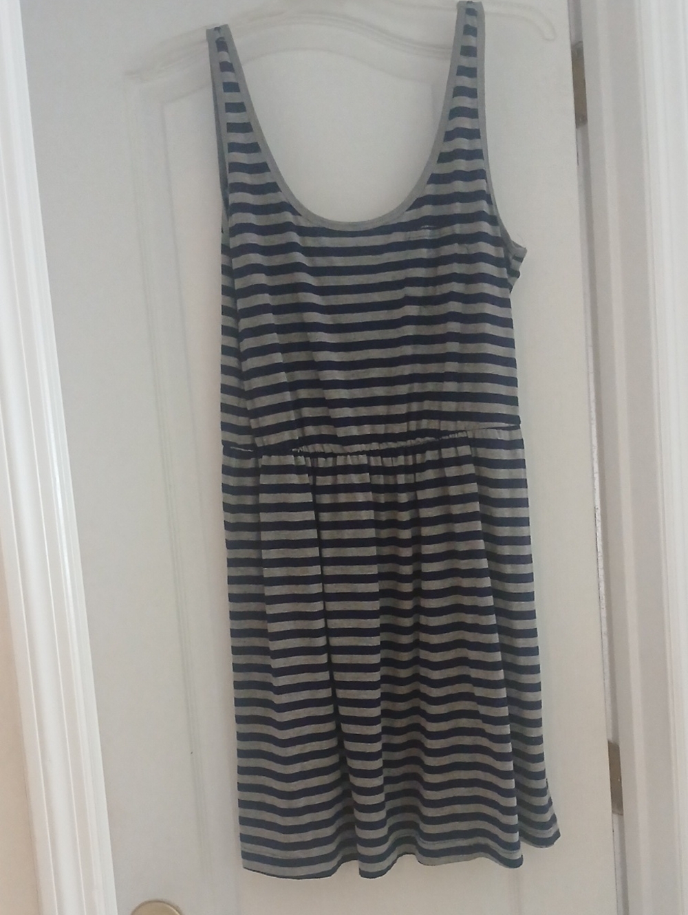 Ninety Navy and Gray Striped Tank Mini Dress
